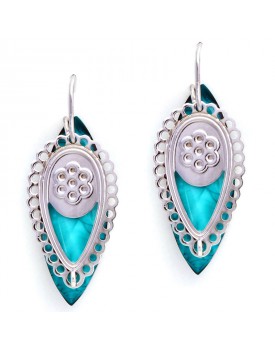 Brinco Prateado Chaton Azul Gota
