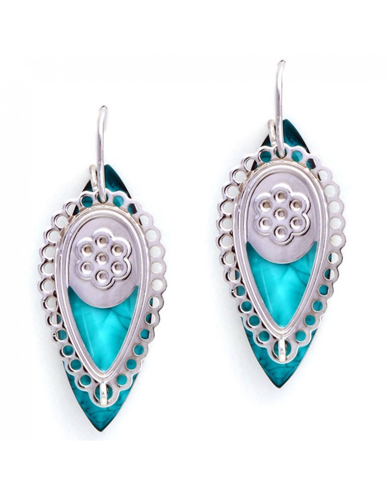Brinco Prateado Chaton Azul Gota