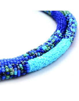 Colar Miçangas E Vidrilhos Azul E Verde