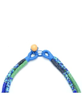 Colar Miçangas E Vidrilhos Azul E Verde