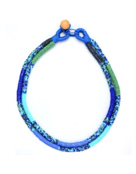 Colar Miçangas E Vidrilhos Azul E Verde