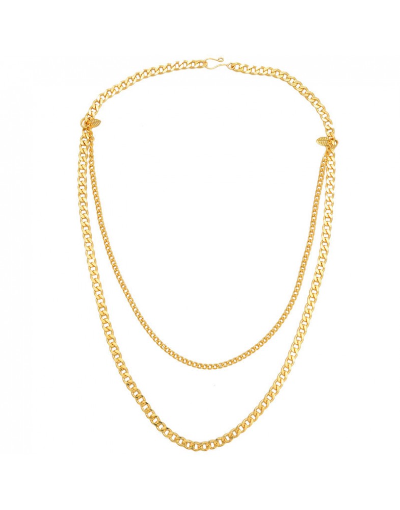 Colar Dourado Corrente Com Folhinhas