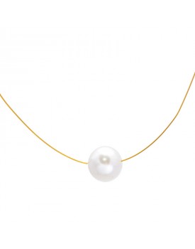 Colar Dourado Aço Pérola 10 mm