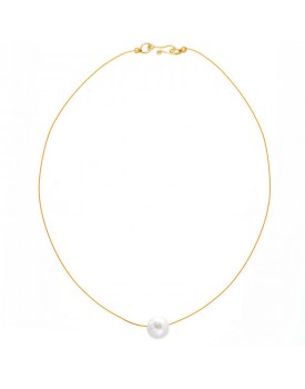 Colar Dourado Aço Pérola 10 mm
