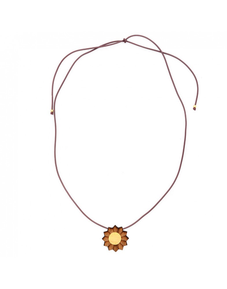 Colar Dourado Margarida Em Madeira