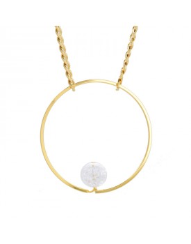 Colar Dourado Argola  Com Cristal Craquelê