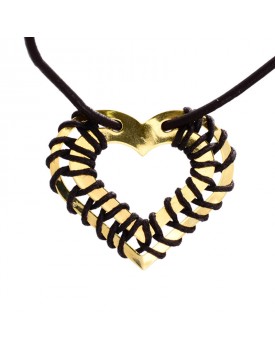 Colar Dourado Coração Duplo Caseado