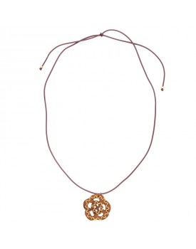Colar Dourado Rosa Madeira Corrente