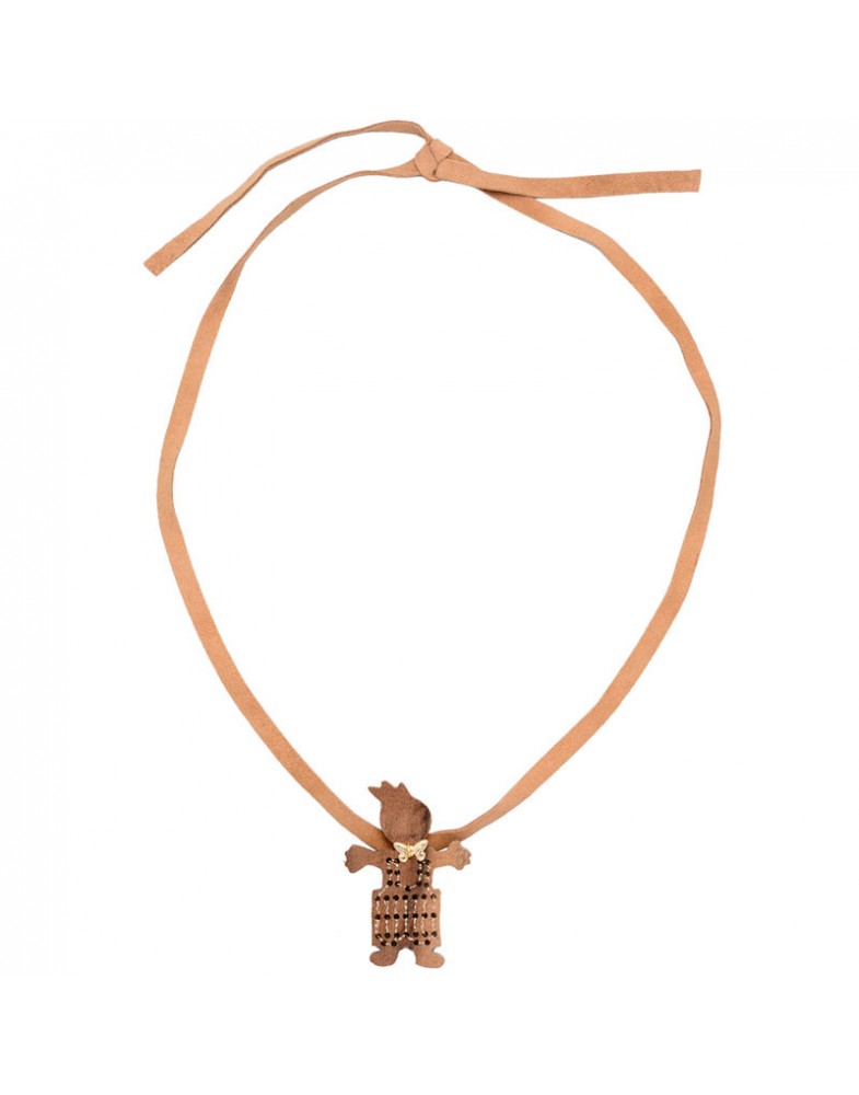 Colar Dourado Menino De Madeira