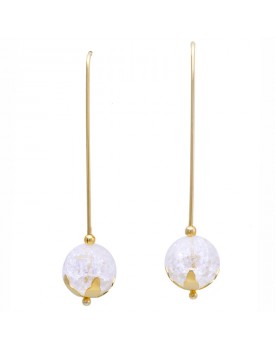Brinco Dourado Bola Craquelê