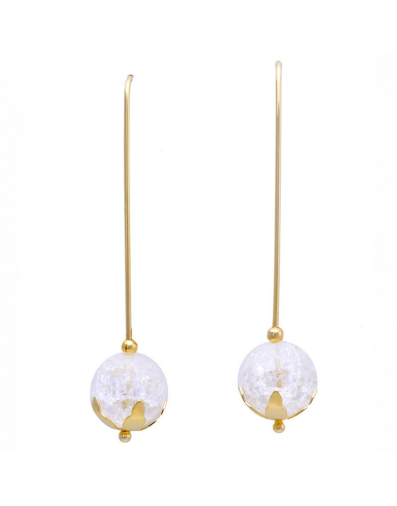 Brinco Dourado Bola Craquelê