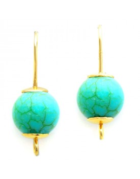 Brinco Dourado Resina Turquesa