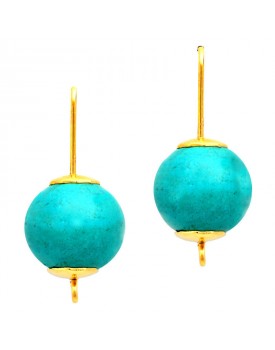 Brinco Dourado com Pérola Shell Turquesa