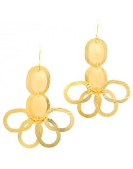Brinco Dourado Com Resina Oval Champanhe