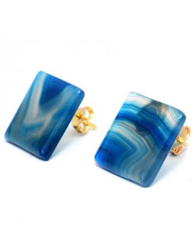 Brinco Dourado Ágata Azul