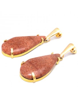 Brinco Dourado Ágata Marrom