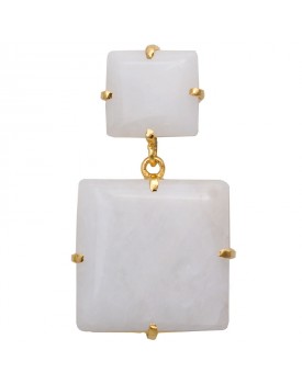 Brinco Dourado Quartzo Branco