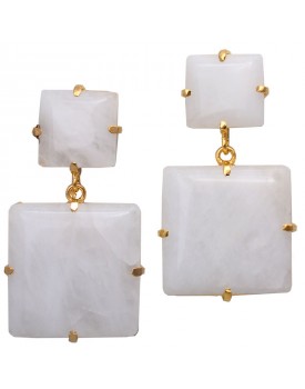 Brinco Dourado Quartzo Branco