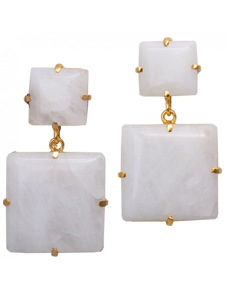Brinco Dourado Quartzo Branco