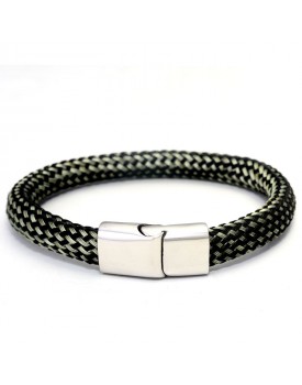 Pulseira Masculina De Aço Snake Fibras Trançadas