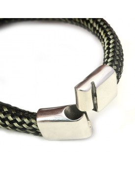 Pulseira Masculina De Aço Snake Fibras Trançadas