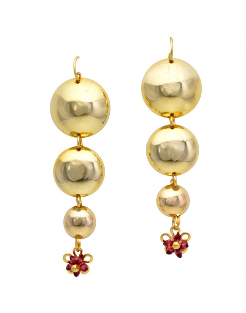 Brinco Dourado Cacho De Meia Bola Decrescente