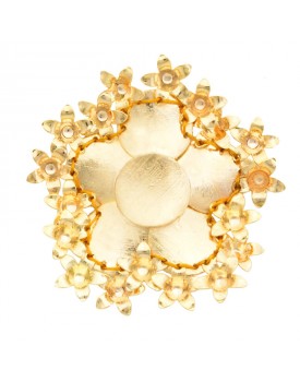 Brinco Dourado Flor 5 Pétalas Caseadas Com Florzinha