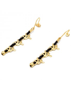 Brinco Dourado Bicicletinhas Com Couro
