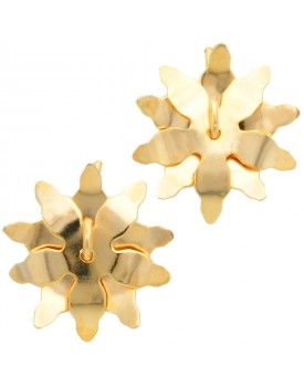 Brinco Dourado Flor De Liz Dupla