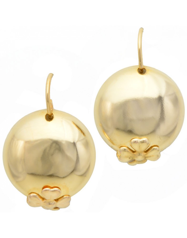 Brinco Dourado Meia Bola Com Trevinho
