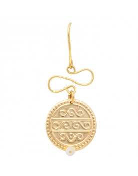 Brinco Dourado Medalha Com Crucifixo