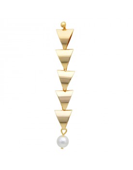 Brinco Dourado Triângulos E Pérola