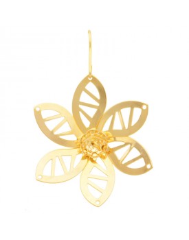 Brinco Dourado Flor De Folhas Pequenas