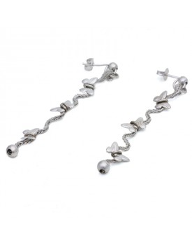 Brinco Prateado Zig-Zag De Borboletas