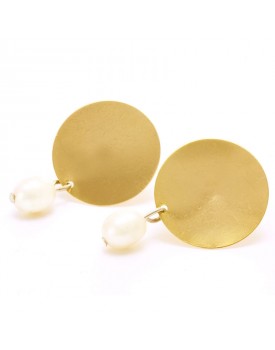 Brinco Dourado Chapa Com Pérola