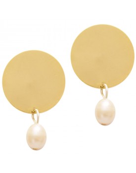 Brinco Dourado Chapa Com Pérola