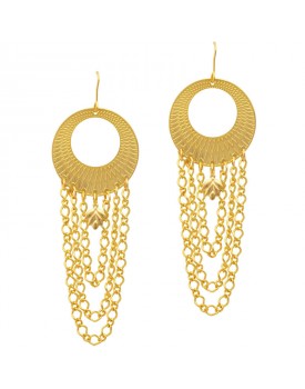 Brinco Dourado Argola Com Corrente