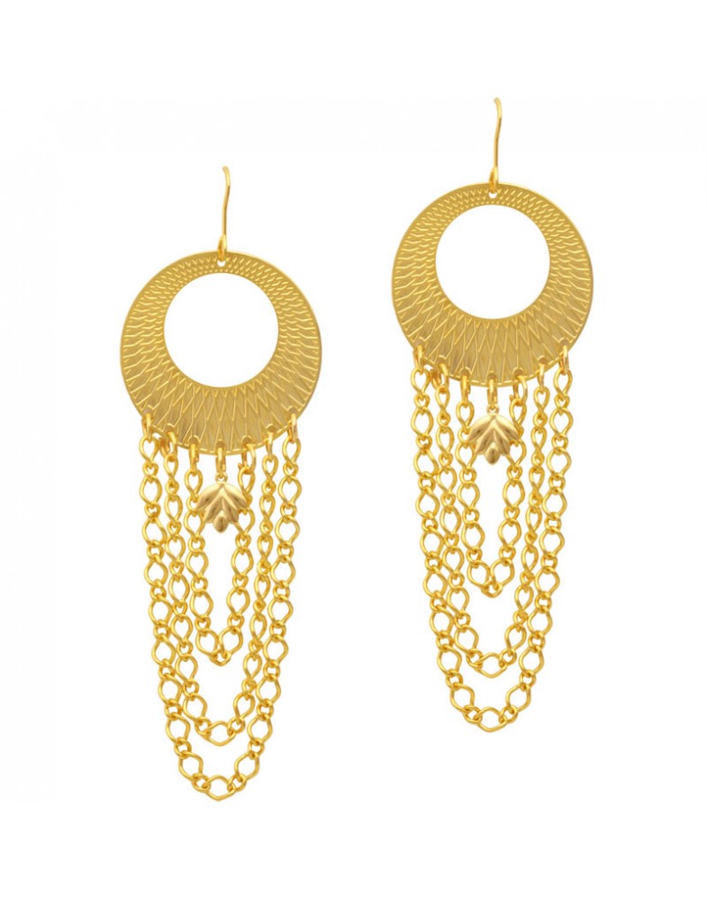 Brinco Dourado Argola Com Corrente