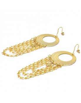 Brinco Dourado Argola Com Corrente