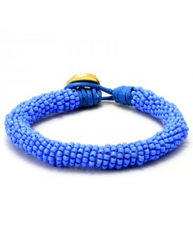 Pulseira De Miçangas Azul Claro