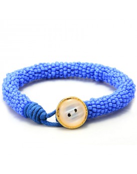 Pulseira De Miçangas Azul Claro