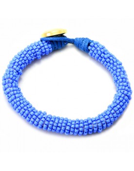 Pulseira De Miçangas Azul Claro