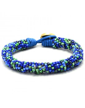 Pulseira de Miçangas Azul e Verde