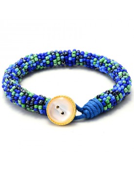 Pulseira de Miçangas Azul e Verde