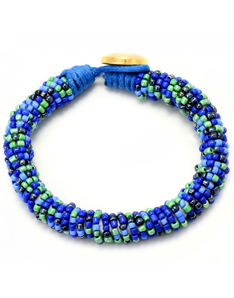 Pulseira de Miçangas Azul e Verde