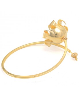 Brinco Dourado Argola Com Flor