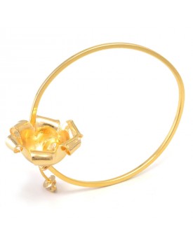 Brinco Dourado Argola Com Flor