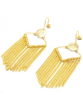 Brinco Dourado Losango Com Correntes