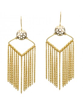 Brinco Dourado Losango Com Correntes