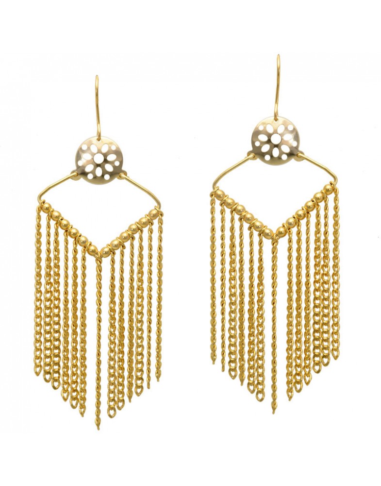Brinco Dourado Losango Com Correntes